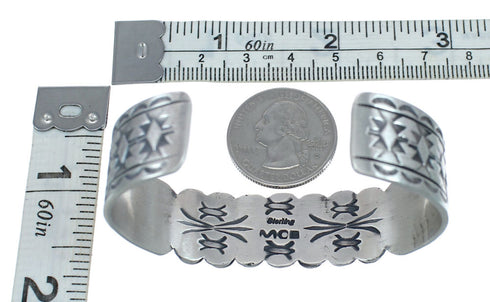Native American Navajo Genuine Sterling Silver Cuff Bracelet JX126330